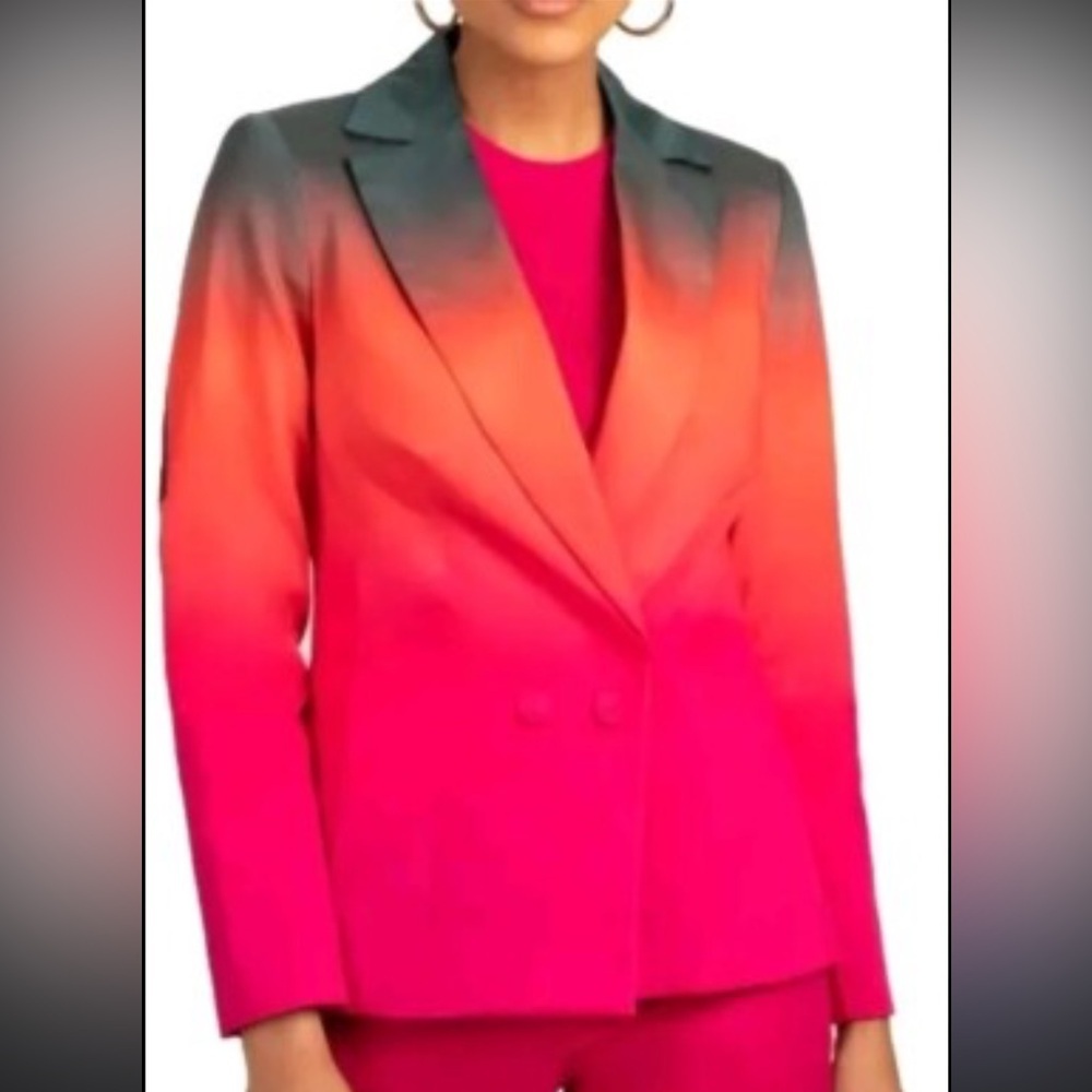 Trina Turk Women's Pink Ombre Blazer Size 4 Double-Button Tailored